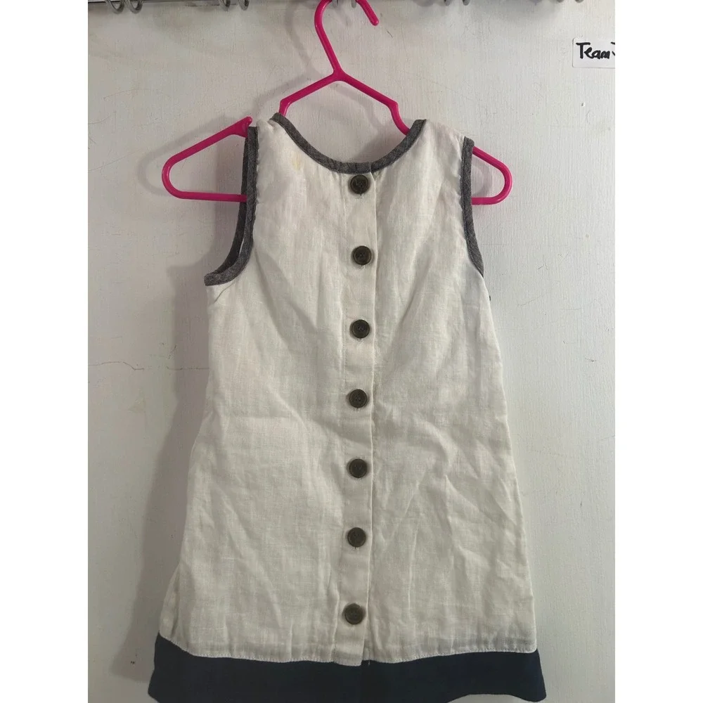 SweetHoney Floral Lace Linen Dress 2T White Pink Blue Sleeveless Toddler Girls